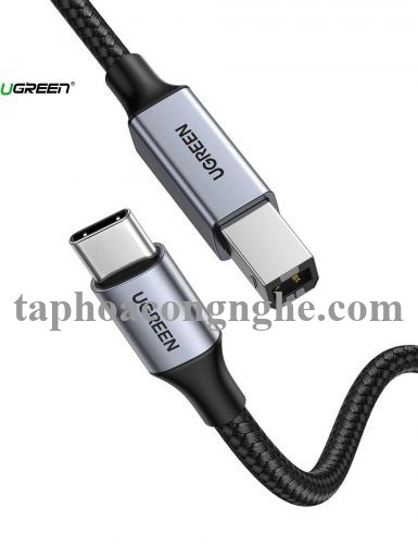 Ugreen 80808 3M màu xám đầu nhôm cáp USB type C ra usb B máy in dây dù US370 30080808